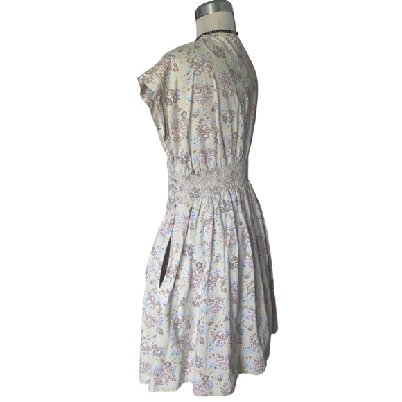 H& M Designer Base Floral Flare Dress 100*% Cotton Size 10 - Picture 6 of 16